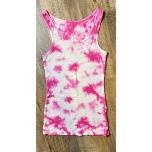 Gap Ribbed Stretchy Tank Top in Pink/White Tie-Dye Sz XS